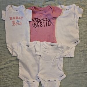 Assorted Preemie Baby Pink and White Bodysuit Collection